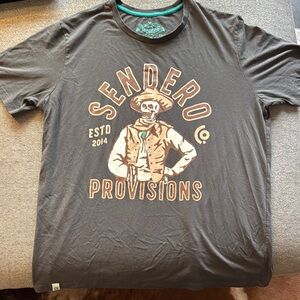 Gray Short Sleeve Sendero Tee with Vintage Graphic Design
